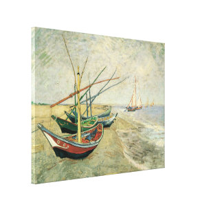 Lienzo Barcos pesqueros en la playa de Vincent van Gogh