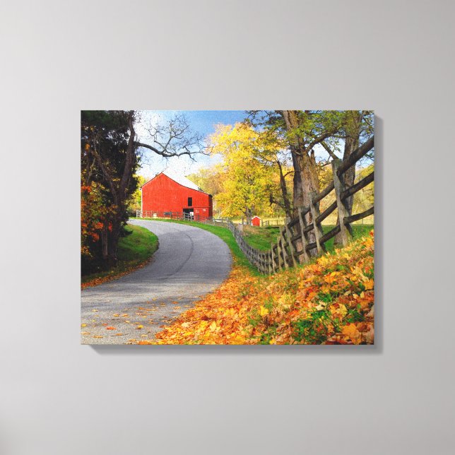 Lienzo Barn en otoño (Anverso)