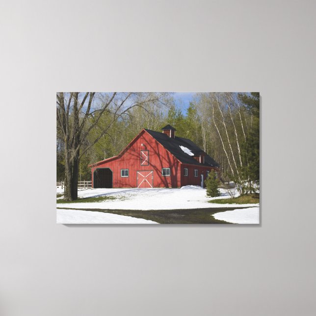 Lienzo Barn Rojo En Invierno (Anverso)