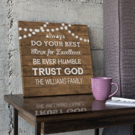 Lienzo Barn Wood String ilumina el lema familiar personal