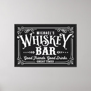 Lienzo Barra de Whiskey en blanco y negro