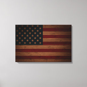 Lienzo Barras y estrellas (bandera de madera de los