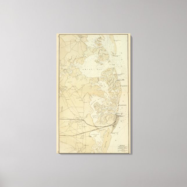 Lienzo Barrio costero Tuckerton a Absecon Beach Chart (Anverso)