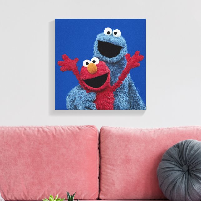 Lienzo Barrio Sésamo | Monstruo Elmo y Cookie (Insitu (Sala de estar))