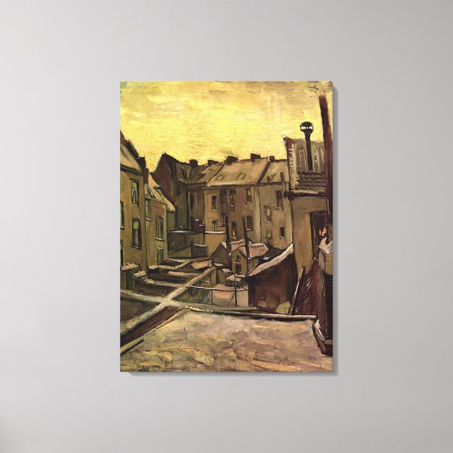 Lienzo Barrios de casas antiguas en Amberes en la nieve (Anverso)