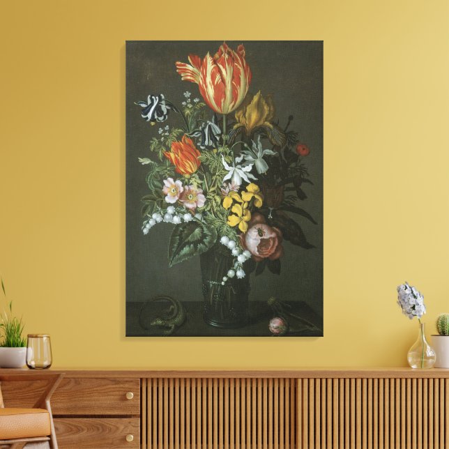 Lienzo Barroco Antiguo, Flores de Bodegón Floral en Jarró (Insitu (Sala de estar))