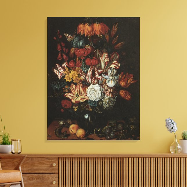 Lienzo Barroco Antiguo, Flores de Bodegón Floral en Jarró (Insitu (Sala de estar))