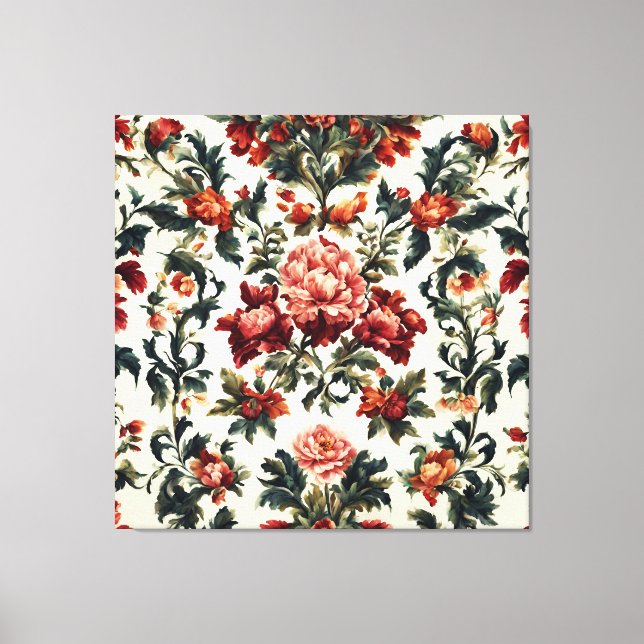 Lienzo Barroco italiano. Flores y hojas de moda (Anverso)