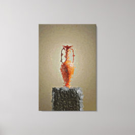 Lienzo Base de flores en rodaja rústica de madera