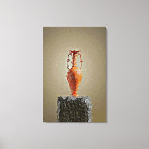 Lienzo Base de flores en rodaja rústica de madera