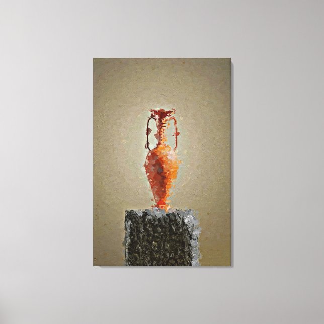 Lienzo Base de flores en rodaja rústica de madera (Anverso)