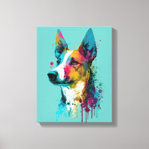 Lienzo Basenji - Graffiti Neon Ink Splash