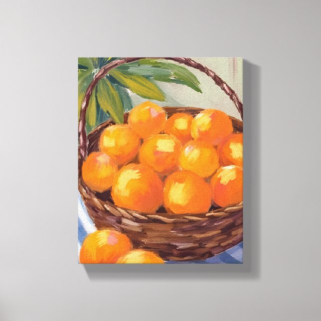 Lienzo Basket of Oranges Fruit Citrus Painting (Anverso)