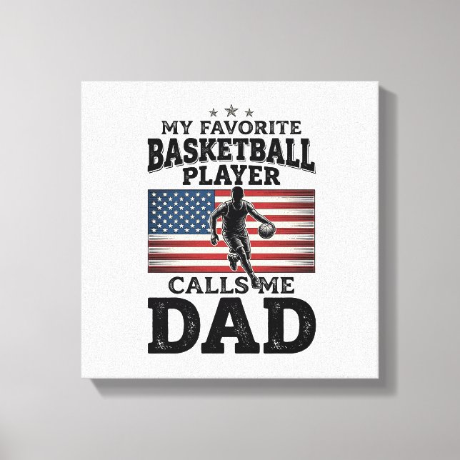 Lienzo Basketball Dad Patriotic Vintage Engraving T-Shirt (Anverso)