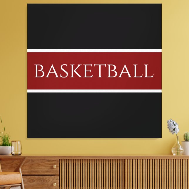 Lienzo BASKETBALL Text Athletic Deep Red Black Stripes  (Insitu (Sala de estar))