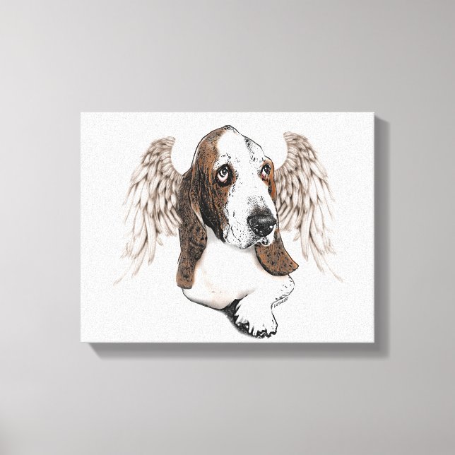 Lienzo Basset Hound Angel (Anverso)