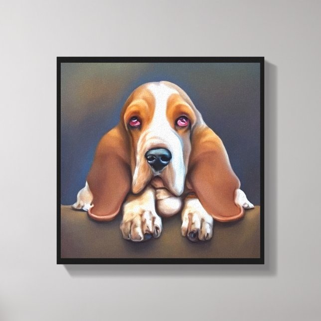 Lienzo Basset Hound - Retrato de Perro (Anverso)