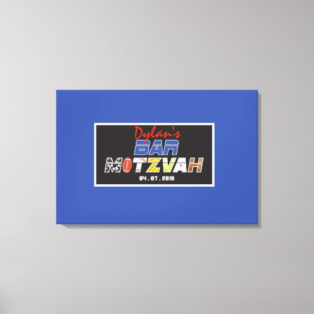 Lienzo Bat Mitzvah Invitación a MEGA SPORTS Bar (Anverso)
