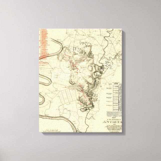 Lienzo Batalla de Antietam - Mapa Panorámico de Guerra Ci (Anverso)
