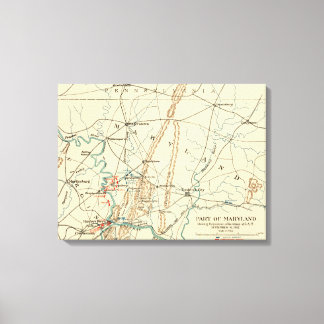 Lienzo Batalla de Antietam - Mapa Panorámico de Guerra Ci