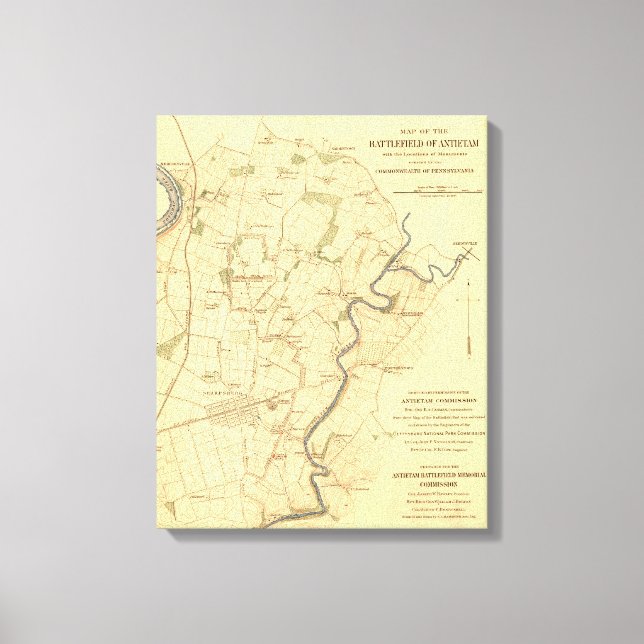 Lienzo Batalla de Antietam - Mapa Panorámico de Guerra Ci (Anverso)