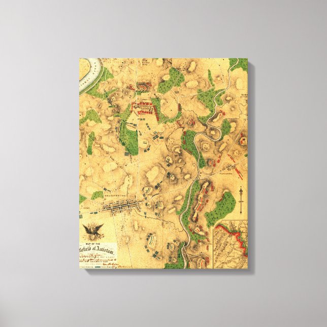 Lienzo Batalla de Antietam - Mapa Panorámico de la Guerra (Anverso)