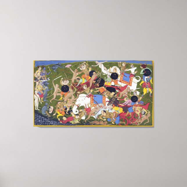 Lienzo Batalla en Lanka Ramayana Udaipur India Sahibdin (Anverso)