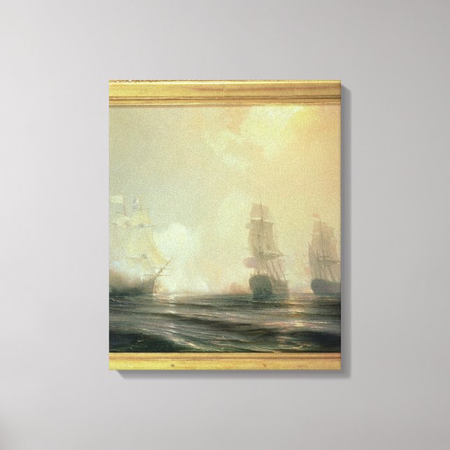Lienzo Batalla naval en la bahía de Chesapeake (Anverso)