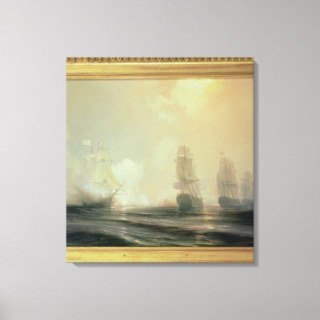 Lienzo Batalla naval en la bahía de Chesapeake (Anverso)