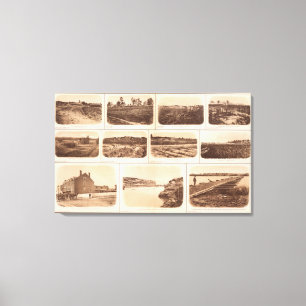 Lienzo Baterías, redudas, edificio, canal, puente