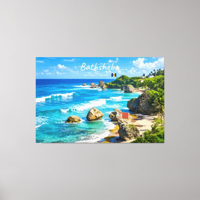 Lienzo Bathsheba, Barbados - Costa de playa tropical (Anverso)