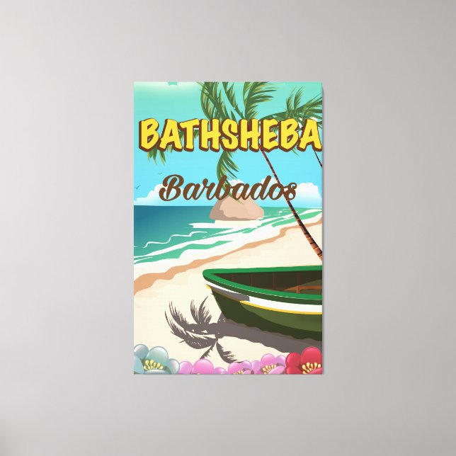 Lienzo Bathsheba Beach poster de vacaciones de Barbados (Anverso)