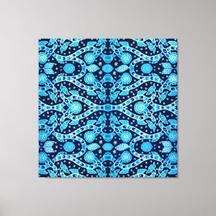 Lienzo Batik Tribal Africano Azul