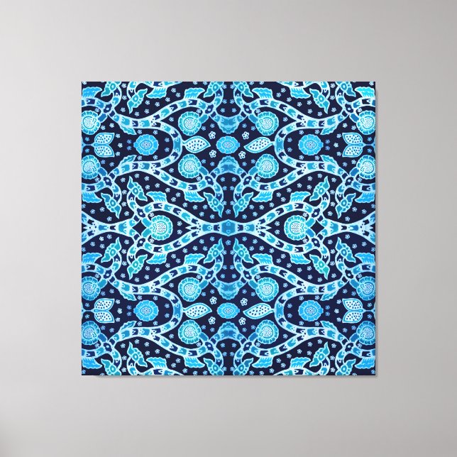Lienzo Batik Tribal Africano Azul (Anverso)