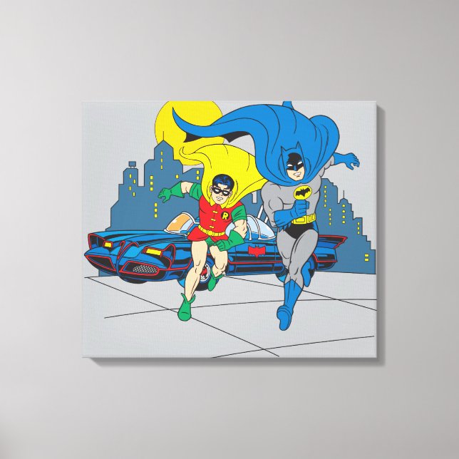 Lienzo Batman Y Robin Running (Anverso)