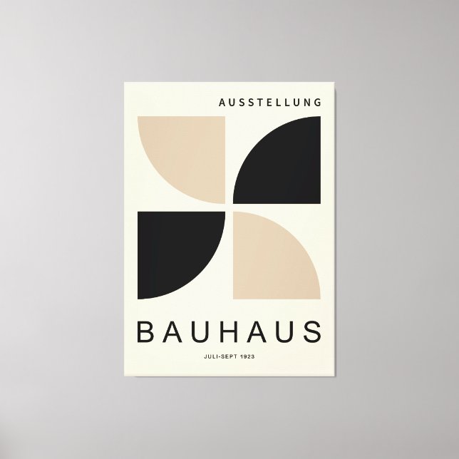 Lienzo Bauhaus Beige Negro Geométrico Cuarto de Círculo (Anverso)