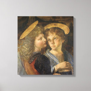 Lienzo Bautismo de Cristo ángeles por Leonardo da Vinci