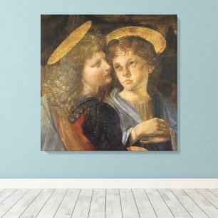 Lienzo Bautismo de Cristo ángeles por Leonardo da Vinci