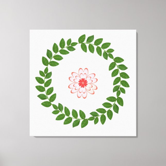 Lienzo Bay Laurel Wreath & Heart Flower Mandala (Anverso)