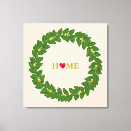 Lienzo Bay Laurel Wreath, Heart Home & Gold Dots