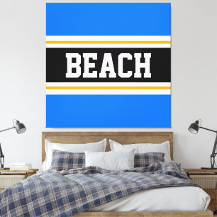 Lienzo BEACH Fun Bright Blue Black Yellow Stripes