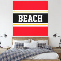 BEACH Fun Brillante Rojo Negro Rayas Amarillas Bla