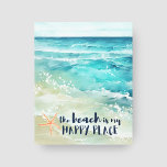 Lienzo Beach Happy Place Starfish Ocean Waves Coastal<br><div class="desc">Añada un ambiente marino y salado a sus paredes con esta huella de lienzo envuelto en la costa que presenta acuarelas turquesas tropicales de olas oceánicas, estrellas de coral y la leyenda "La playa es mi lugar feliz" con un tipo de letra de escritura marinera azul marino. Arte por KL...</div>