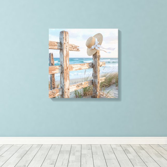 Lienzo Beach Sun Hat in Ocean Breeze (Insitu (piso de madera))