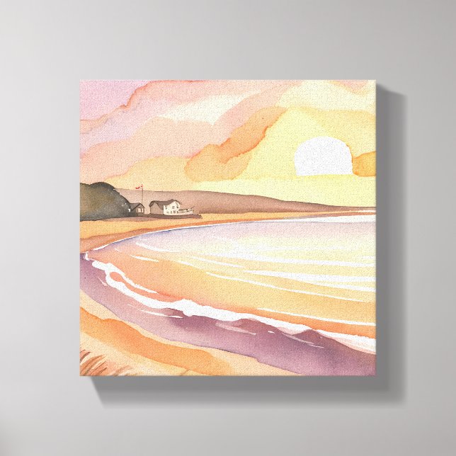 Lienzo Beach Sunset | Hermosa pintura acuarela (Anverso)