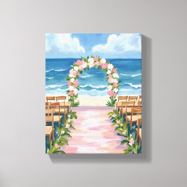 Lienzo Beach Wedding Aisle Floral Watercolor (Anverso)