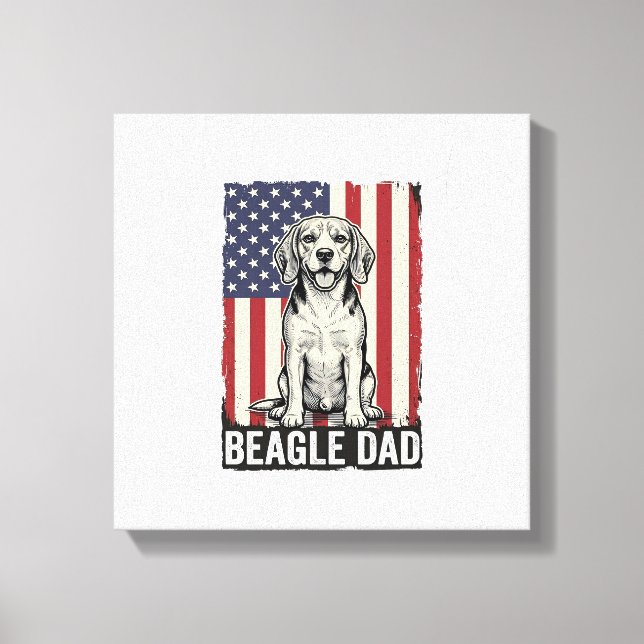 Lienzo Beagle Dad Patriotic Vintage Dog Shirt Design_1 (Anverso)