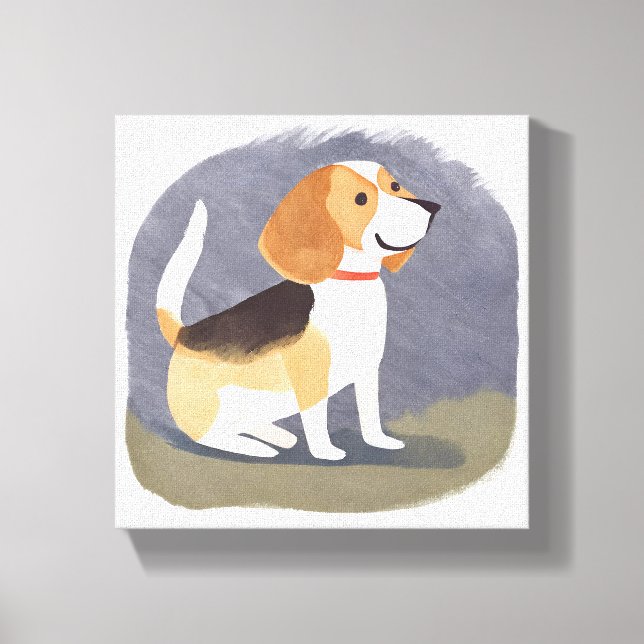 Lienzo Beagle Dog | Cuadros Mascotas Perros Puppy acuarel (Anverso)