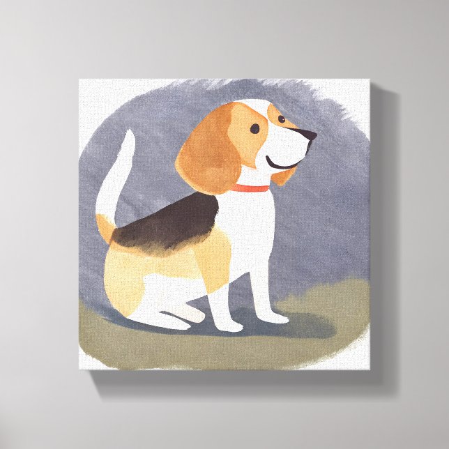 Lienzo Beagle Dog | Cuadros Mascotas Perros Puppy acuarel (Anverso)