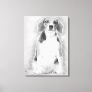 Lienzo Beagle Está Dibujado En Lápiz Con Fondo De Plata